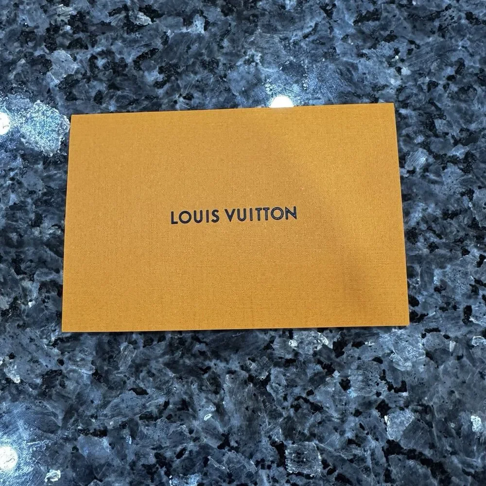 Louis Vuitton Paper Bag Orange with Blue Handles 16x13x6 + Blank Envelope